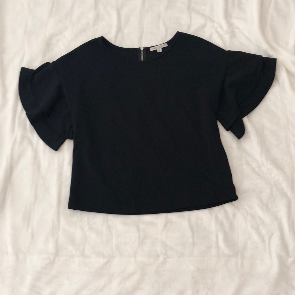 Black blouse with ruffle sleeves